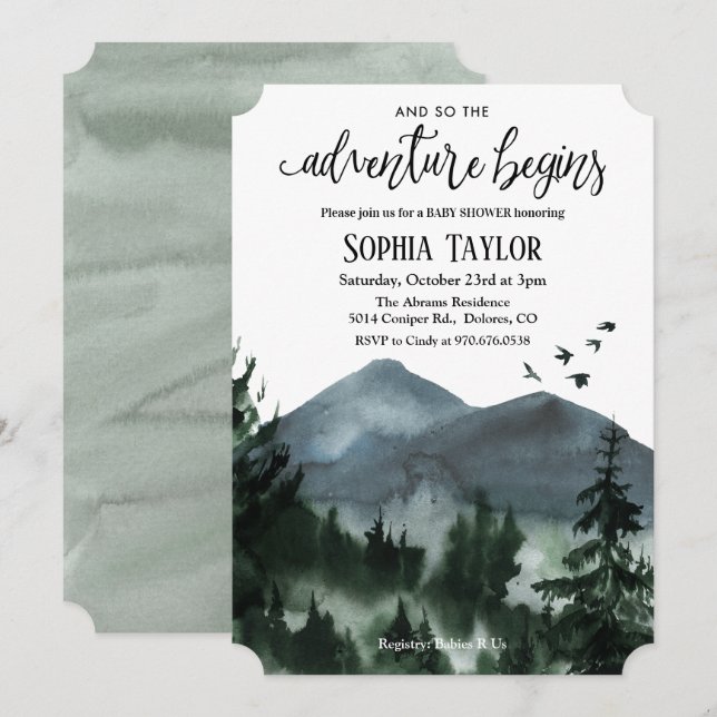 A Aventura Começa O Convite Ao Chá de fraldas (Frente/Verso)