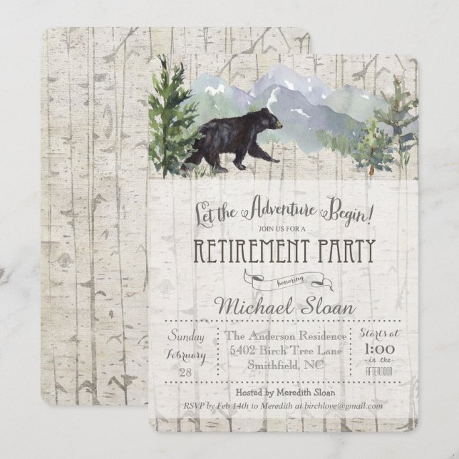 A Aventura Começa O Convite De Aposentação Do Urso (Frente/Verso)
