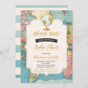 A aventura espera o chá do mapa do convite do chá