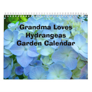 A avó ama o calendário do jardim dos Hydrangeas