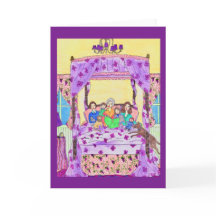 A avó lê às crianças, cartão do cão