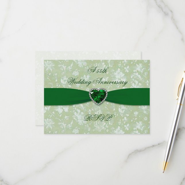 A Bold Damask 55º aniversário de casamento RSVP (Frente/Verso In Situ)