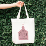 A bolsa da minha pequena igreja é rosa<br><div class="desc">"Minha pequena bolsa da igreja" é um presente perfeito para um pequeno levar junto à igreja. Esta bolsa apresenta uma silhueta de uma igreja com uma cruz em cima com a redação em cima e um lugar para personalizar um nome. Faz um batismo excelente ou um presente de Natal.</div>