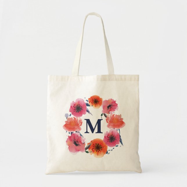 A bolsa de canvas personalizada floral do (Frente)