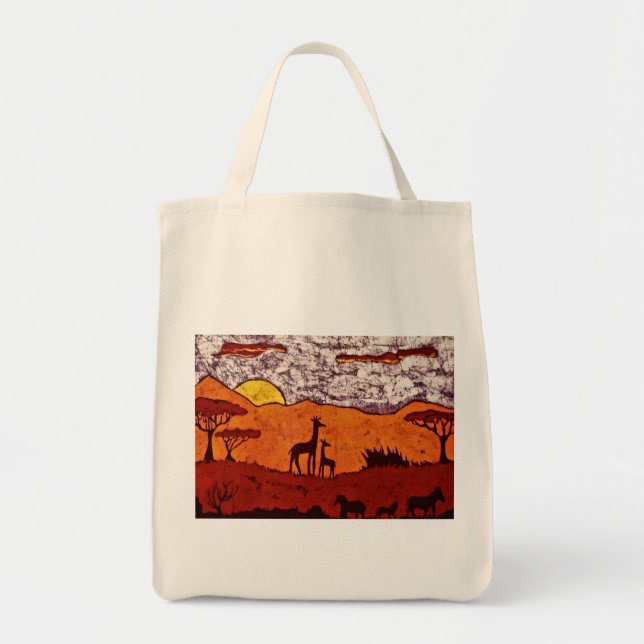 A bolsa de compra com paisagem africana (Frente)
