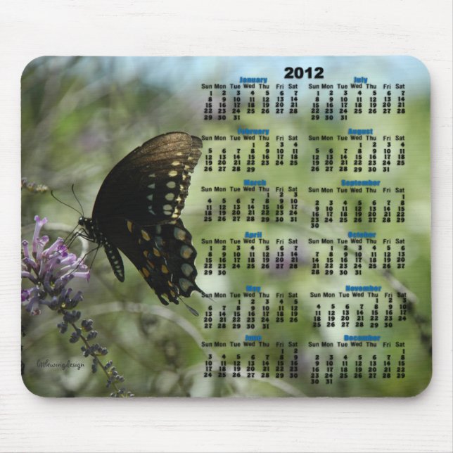 A borboleta sonha 2012 o calendário Mousepad (Frente)