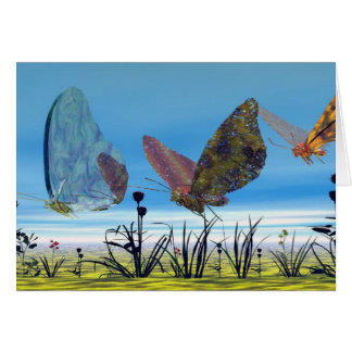 A borboleta voa o cartão