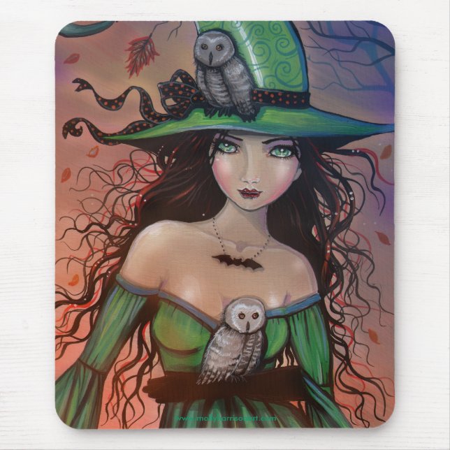 A Bruxa e os Corujas Mousepad por Molly Harrison (Frente)