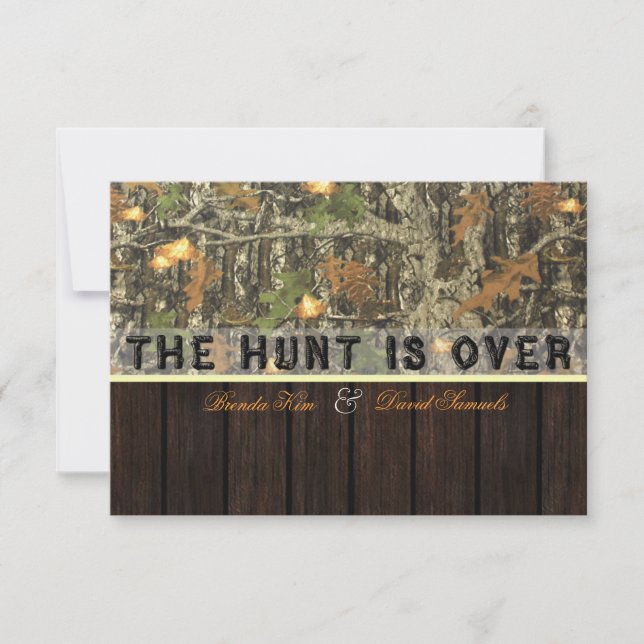 A Caça É Sobre O Convite De Casamento De Camo Wood (Frente)