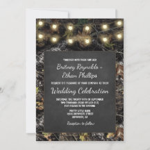 A caçar Camo Chalkboard - Convites para Casamento 