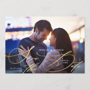 A caligrafia Dourada elegante salva o cartão de da