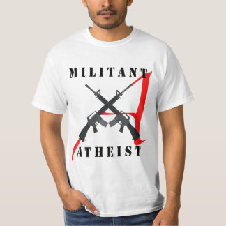 A camisa ateu militante dos homens