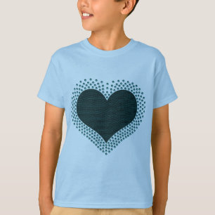 A camisa da menina metálica do coração, cerceta