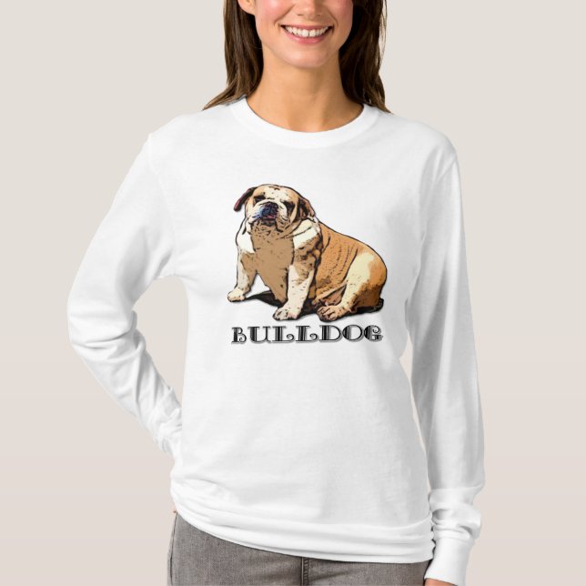 A camisa da mulher inglesa do buldogue (Frente)