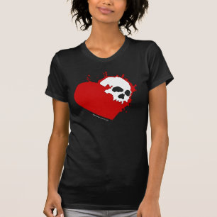 A camisa das mulheres do coração do crânio