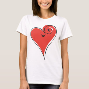 A camisa das mulheres vermelhas do coração do