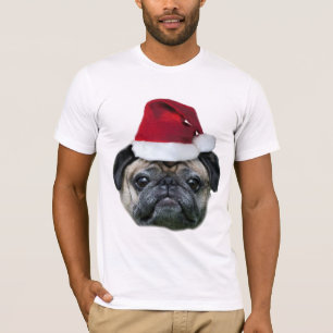 A camisa dos homens do cão do pug do Natal