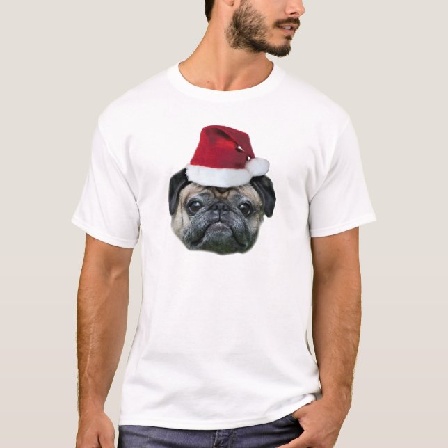 A camisa dos homens do cão do pug do Natal (Frente)