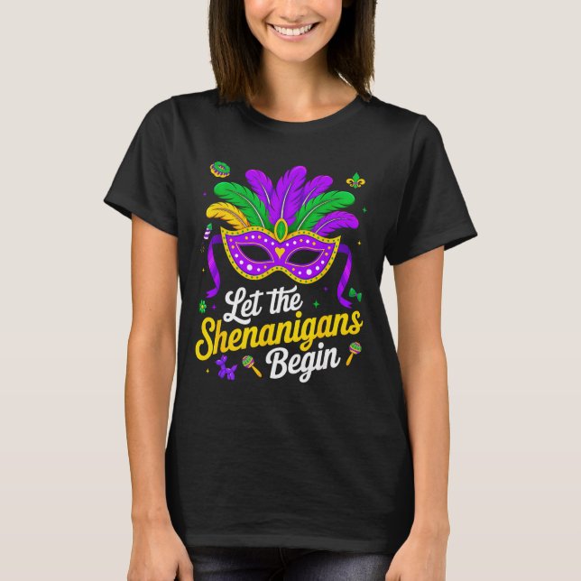 A Camisa Máscara de Penas de Contas de Mardi Gras (Frente)