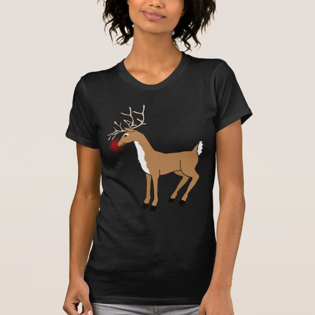 A camisa vermelha do Natal T da rena do nariz (Frente)