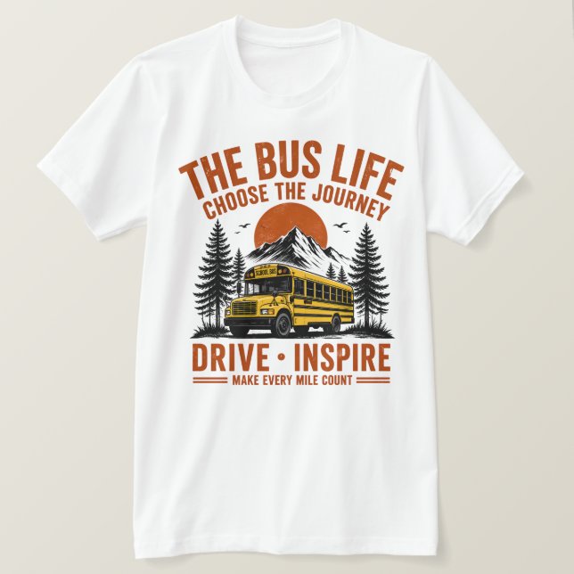 A Camiseta Aventura Retro da Vida no Ônibus - Ch (Frente do Design)