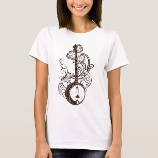 A camiseta das mulheres do t-shirt do banjo