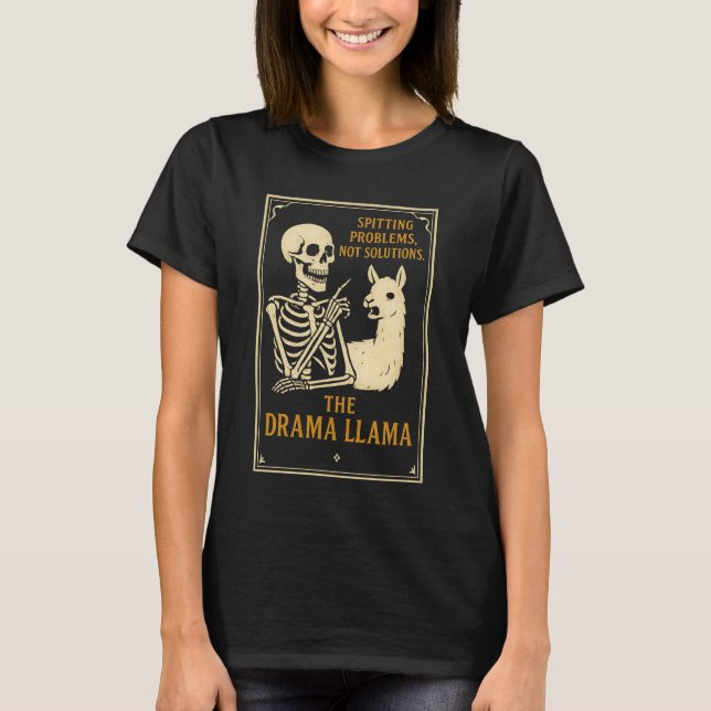 A Camiseta de Esqueleto do Drama Llama | Gótico Di (Frente)
