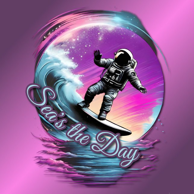 A camiseta do dia do astronauta surfando no mar (Criador carregado)