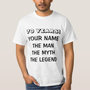 A camiseta do homem mito lenda para os 70 anos de 