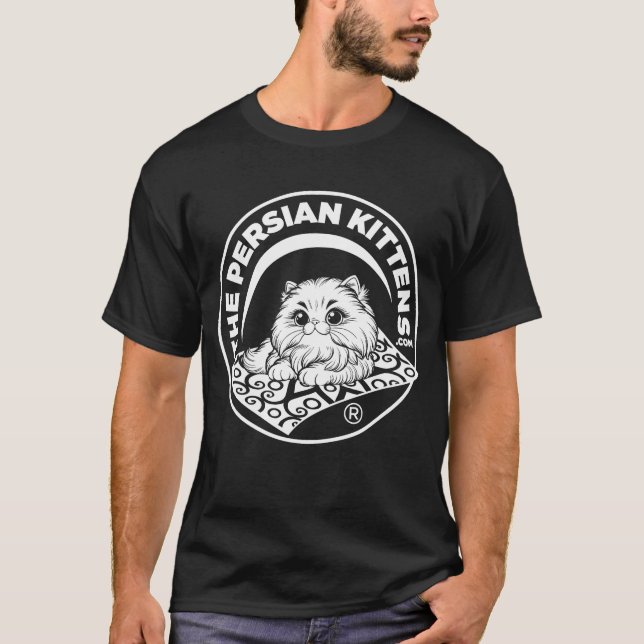 A Camiseta do Logotipo dos Gatinhos Persas / Branc (Frente)