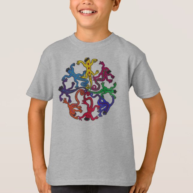 A camiseta do miúdo - círculo dos lagartos (Frente)