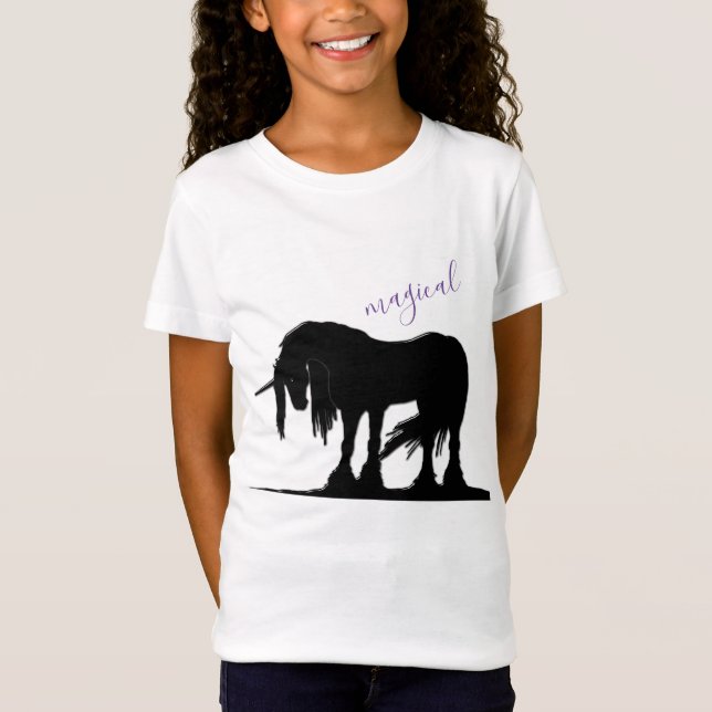A Camiseta Mística Negra Unicórn (Mágica) (Frente)
