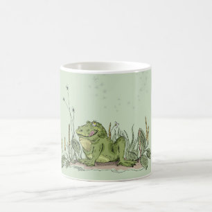 A caneca com imagem engraçada do sapo verde