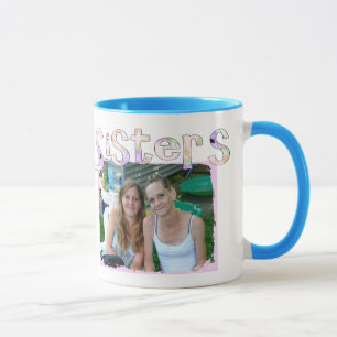 A caneca da irmã com foto e as citações no coração