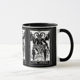 A caneca de café do cartão do diabo