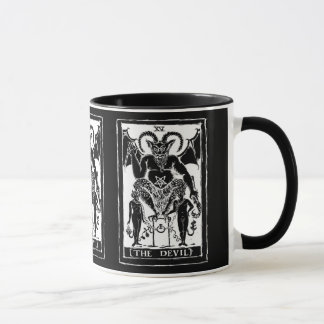 A caneca de café do cartão do diabo