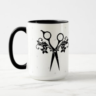 A caneca de café w/Black dos cabeleireiro Scissor