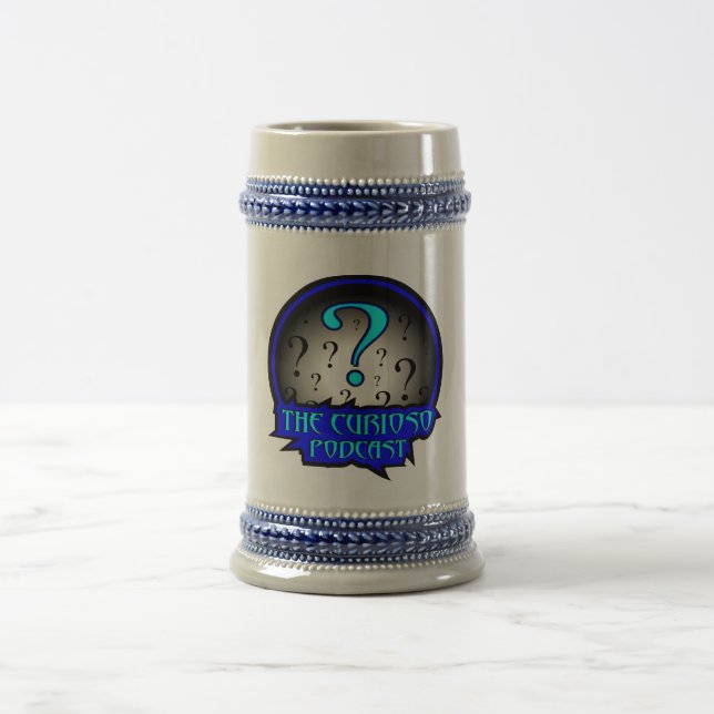 A caneca de cerveja do Podcast de Curioso! (Centro)
