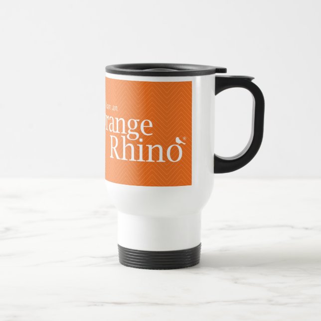 A caneca de viagem alaranjada do rinoceronte (Direita)
