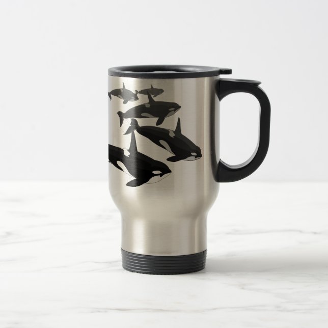 A caneca de viagem da baleia da orca personaliza a (Direita)