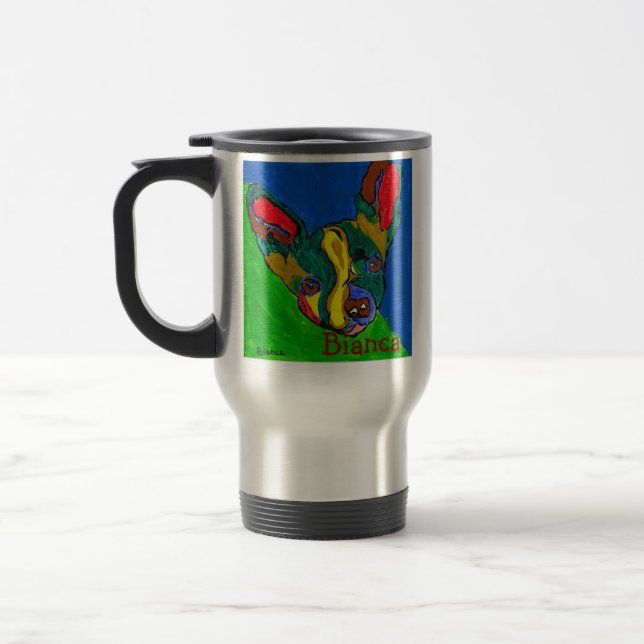 A caneca de viagem da irmã (Esquerda)
