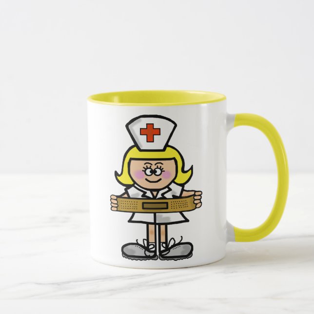 A caneca fêmea loura da enfermeira   (Direita)