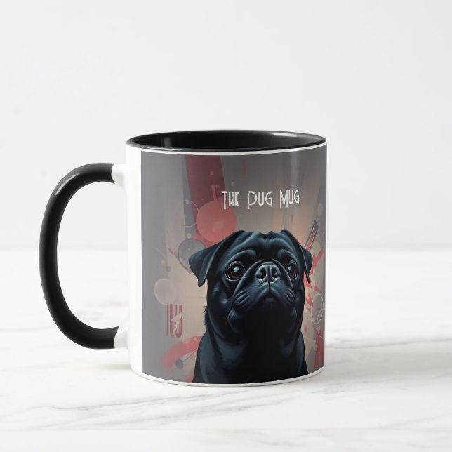 "A Caneca Pug" - Caneca de Café com Cachorro Pug (Esquerda)