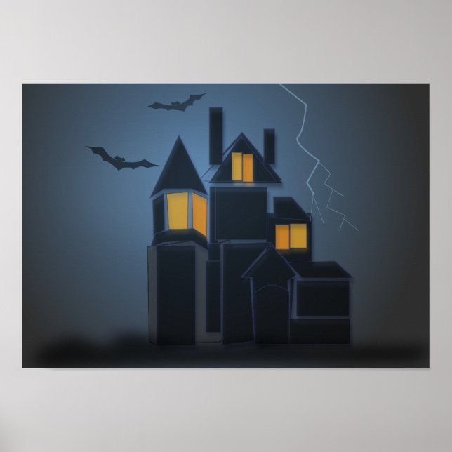 A casa amenizada de poster de halloween (Frente)