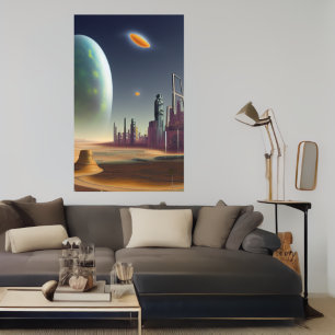 A cidade num planeta alienígena   AI Art Poster