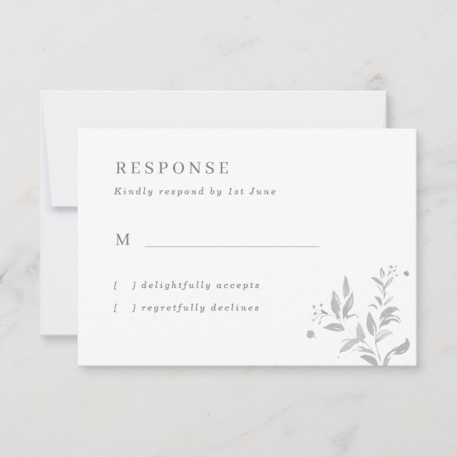 A Cinza Simples Deixa A Placa RSVP De Casamento (Frente)