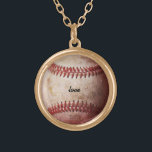 A colar das mulheres personalizadas do fã de<br><div class="desc">Um presente maravilhoso para uma mamã da equipe ou um fã fêmea o mais grande do basebol. Texto do revestimento Dourado e da imagem impressa e do costume. Você pode mesmo transferir arquivos pela rede sua própria foto no lugar desta imagem resistida do basebol. Foto original do basebol por Becky...</div>