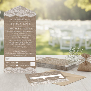 A Coleção de Convites de Casamento Burlap & Lace