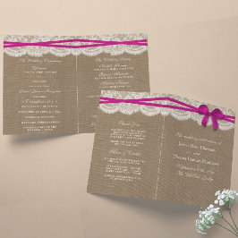 A Coleção de Programas de Casamento com Laço Rosa 