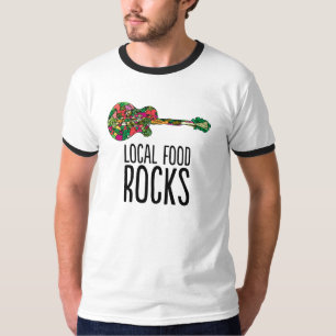 A comida local balança o t-shirt das caras